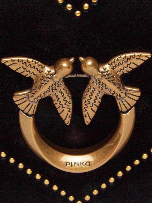 LOVE CLICK Borsa mini in velluto con borchie nero-antique gold - Borse Donna