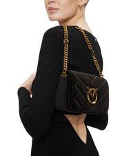PINKO LOVE CLICK Borsa mini in velluto con borchie nero-antique gold - Borse Donna - 5