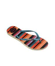 HAVAIANAS SLIM PATCHWORK Infradito beige straw/blue - Scarpe Donna - 3