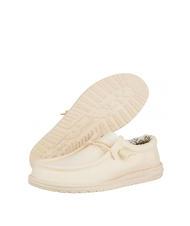 HEY DUDE WALLY CANVAS M Mocassini easy-on in tela stone white - Scarpe Uomo - 6