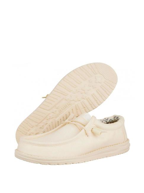 WALLY CANVAS M Mocassini easy-on in tela stone white - Scarpe Uomo