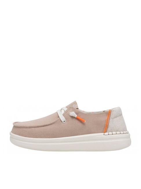 WENDY RISE Scarpa mocassino easy-on in misto lino chambray sandshell - Scarpe Donna