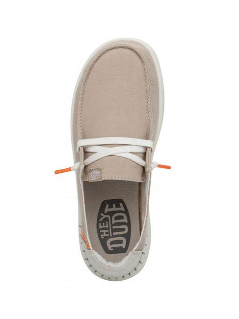WENDY RISE Scarpa mocassino easy-on in misto lino chambray sandshell - Scarpe Donna