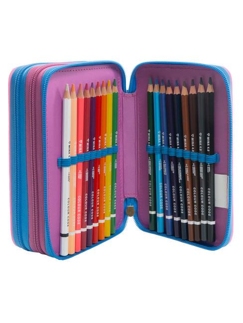 DREAMS&FLOWERS Astuccio 3 zip con kit scuola Nero - Astucci e Accessori