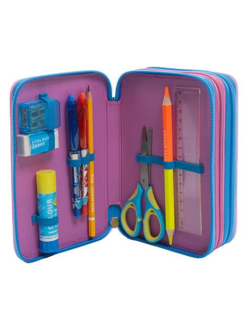 DREAMS&FLOWERS Astuccio 3 zip con kit scuola Nero - Astucci e Accessori