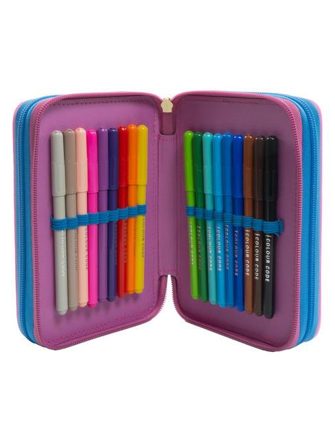 DREAMS&FLOWERS Astuccio 3 zip con kit scuola Nero - Astucci e Accessori