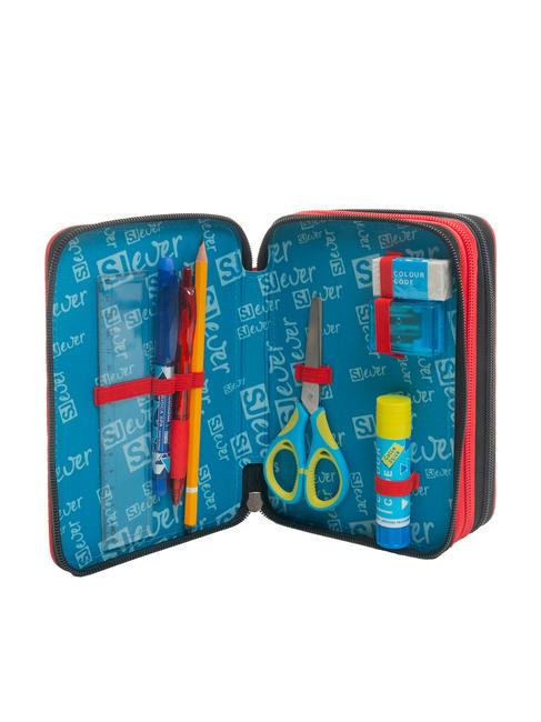 EVER Astuccio 3 zip con kit scuola ROSSO - Astucci e Accessori