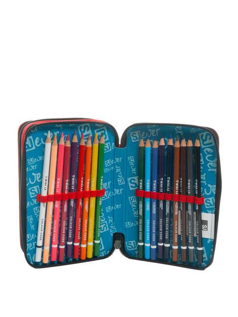 EVER Astuccio 3 zip con kit scuola ROSSO - Astucci e Accessori