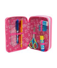 SJGANG EVER Astuccio 3 zip con kit scuola RHODAMINE RED - Astucci e Accessori - 2