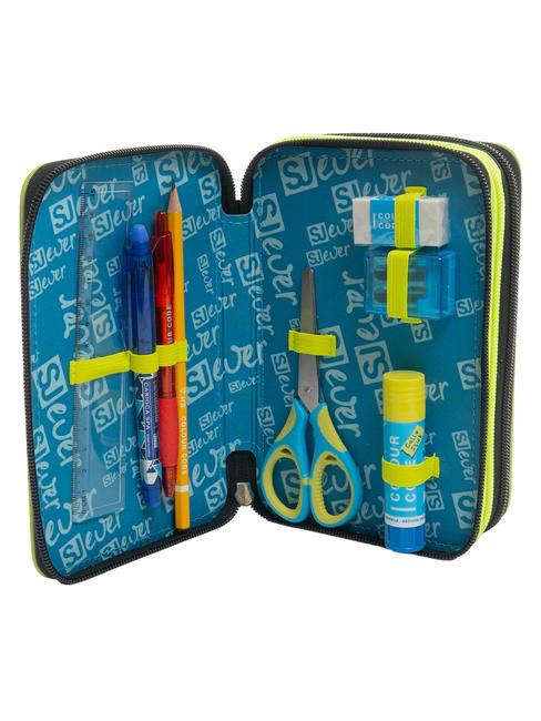 EVER Astuccio 3 zip con kit scuola bluedeep - Astucci e Accessori