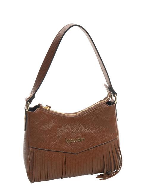 SANDRA Borsa a spalla in pelle con frange marrone - Borse Donna