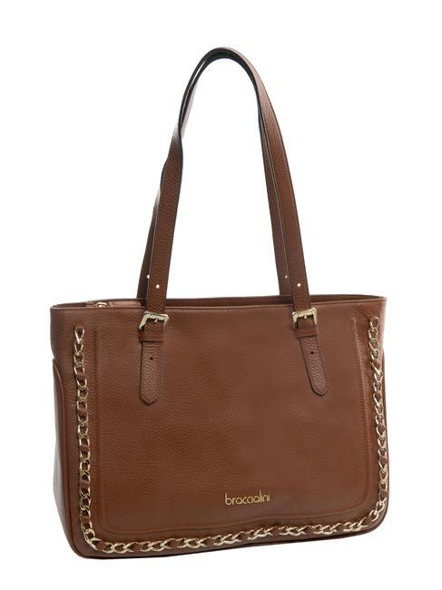 NORA Borsa shopping in pelle marrone - Borse Donna