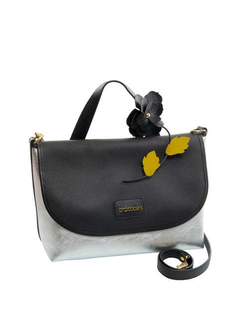 SARA Borsa cartelletta in pelle nero/argento - Borse Donna