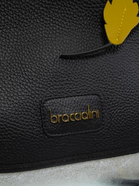 SARA Borsa cartelletta in pelle nero/argento - Borse Donna