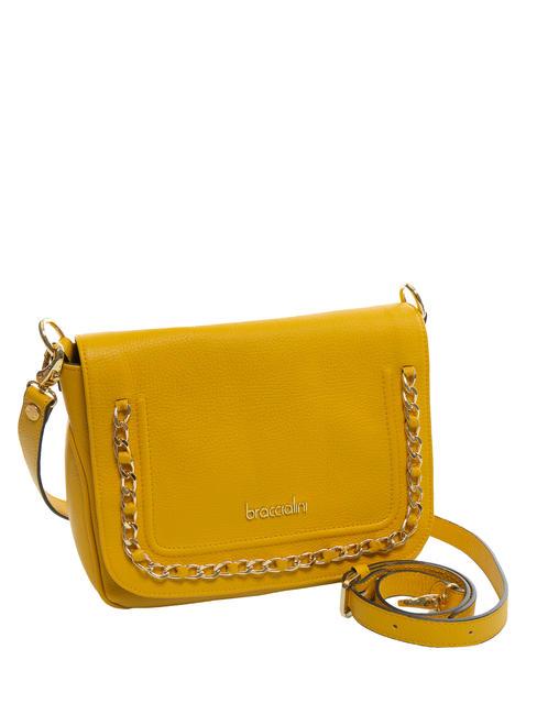 NORA Borsa a tracolla in pelle con flap giallo - Borse Donna