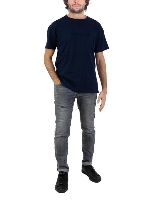 BASIC FLOCK T-shirt in cotone con logo navy - T-shirt Uomo