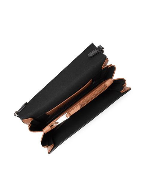 SPLENDIDA MIni bag in pelle con tracolla nero+cognac h - Borse Donna