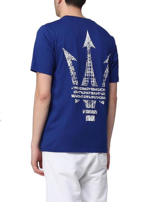 MASERATI T-shirt cotone con stampa electric blue - T-shirt Uomo
