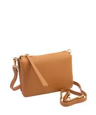 LESAC SIMONA Borsa a tracolla tris pelle dollaro cuoio scuro - Borse Donna - 2