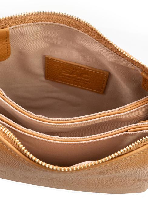 SIMONA Borsa a tracolla tris pelle dollaro cuoio scuro - Borse Donna