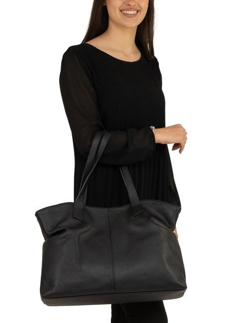 MARTINA Borsa shopper morbida in pelle dollaro nero - Borse Donna