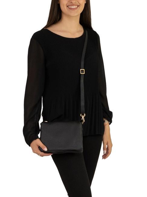 SIMONA Borsa a tracolla tris pelle dollaro nero - Borse Donna