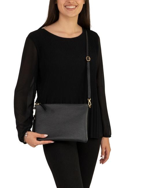 CLAUDIA Pochette pelle dollaro con tracolla nero - Borse Donna