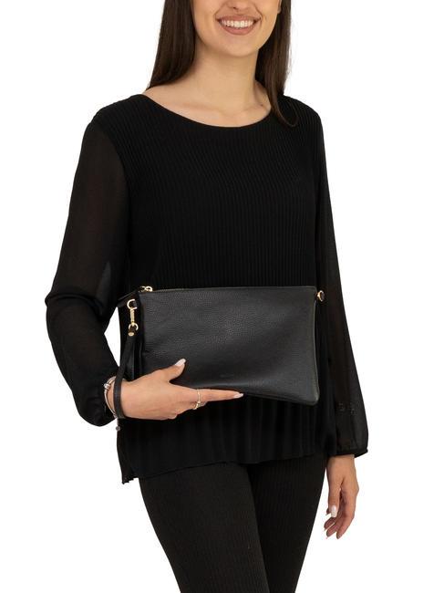 CLAUDIA Pochette pelle dollaro con tracolla nero - Borse Donna