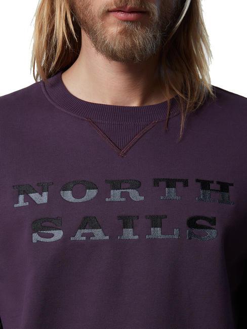 LETTERING LOGO Felpa girocollo in cotone dark plum - Felpe Uomo