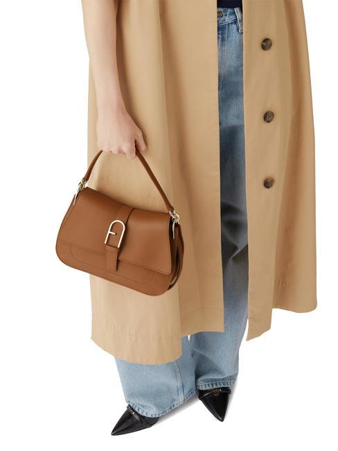 FLOW M Borsa a mano in pelle brandy - Borse Donna