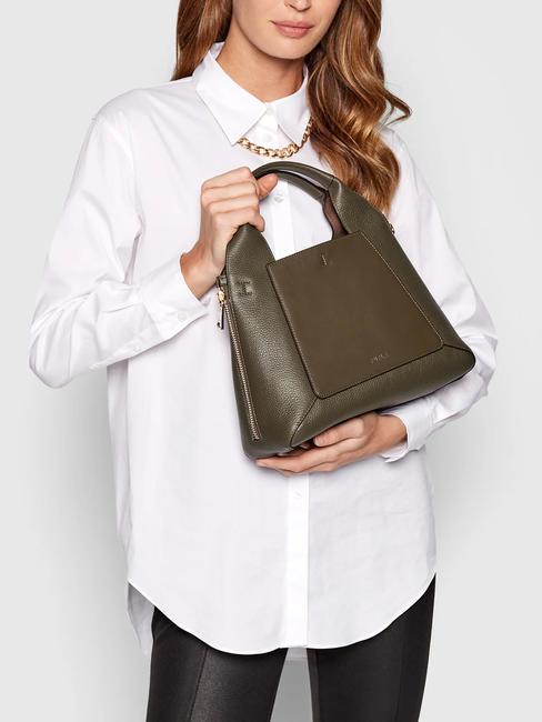 GILDA Borsa tote media espandibile salvia c+greige - Borse Donna