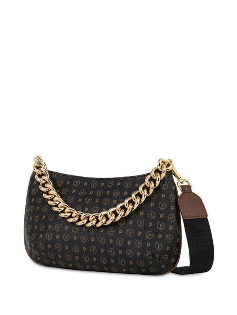 HERITAGE Borsa a tracolla manico catena nero marrone - Borse Donna