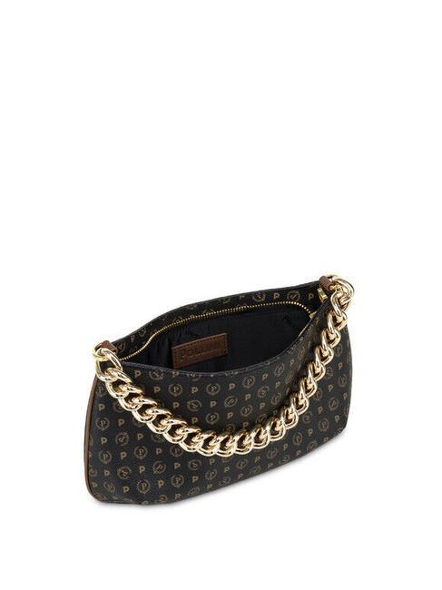 HERITAGE Borsa a tracolla manico catena nero marrone - Borse Donna