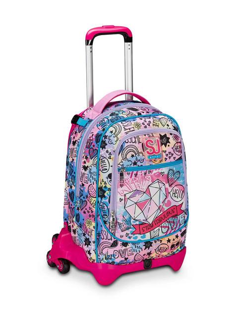 COLORJAM Zaino Trolley Sganciabile, 3 ruote IBIS ROSE - Zaini con carrello