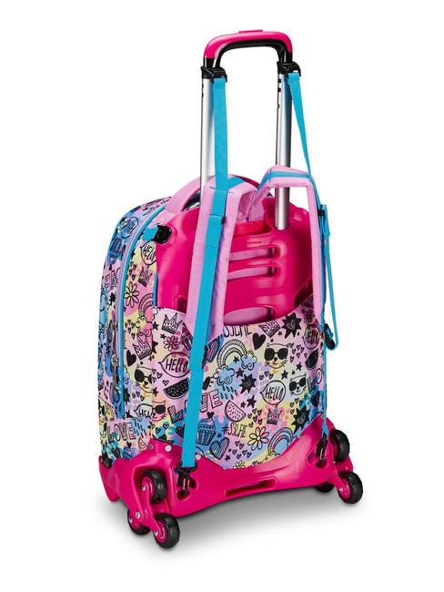 COLORJAM Zaino Trolley Sganciabile, 3 ruote IBIS ROSE - Zaini con carrello