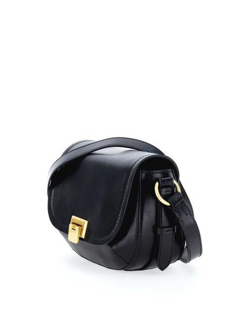 FEDERICA  Mini Bag a tracolla, in pelle Nero Oro - Trolley Rigidi