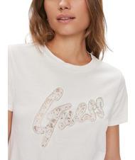 GUESS LACE T-shirt in cotone cremwhi - T-shirt e Top Donna - 3