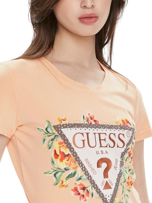 TRIANGLE FLOWERS T-shirt in cotone stretch peach sky - T-shirt e Top Donna