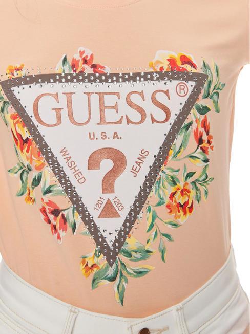 TRIANGLE FLOWERS T-shirt in cotone stretch peach sky - T-shirt e Top Donna