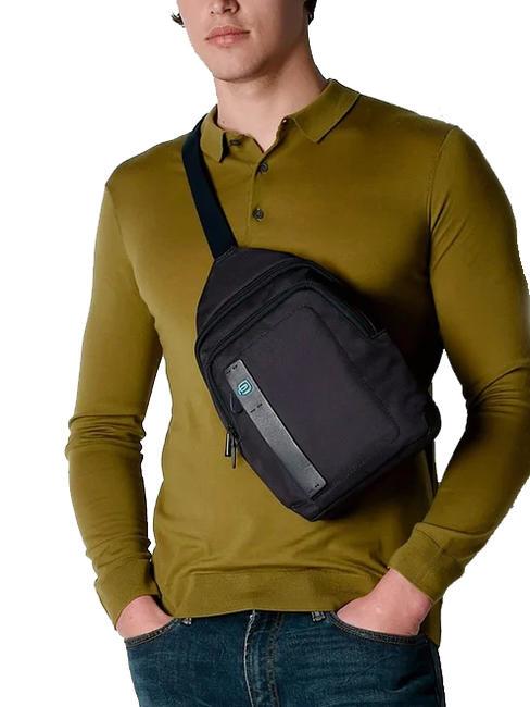 P16 Borsello zaino monospalla chevron nero - Zaini da lavoro porta PC
