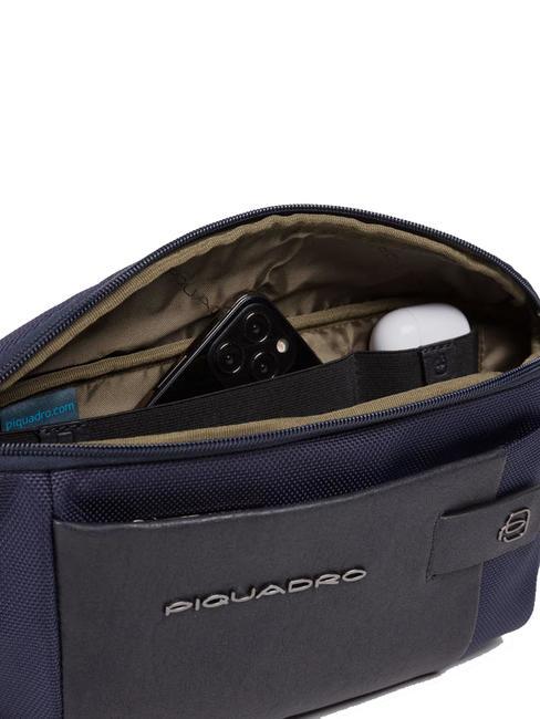 BRIEF 2 Marsupio in pelle e tessuto blu - Marsupi