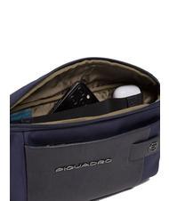 PIQUADRO BRIEF 2 Marsupio in pelle e tessuto blu - Marsupi - 3