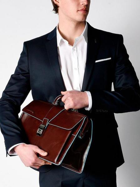 BLUE SQUARE  Doctor Bag in pelle mogano - Cartelle Lavoro