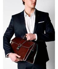 PIQUADRO BLUE SQUARE  Doctor Bag in pelle mogano - Cartelle Lavoro - 5