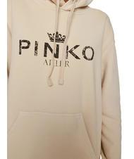 PINKO BASSANI Felpa con cappuccio beige nebbia - Felpe Donna - 3