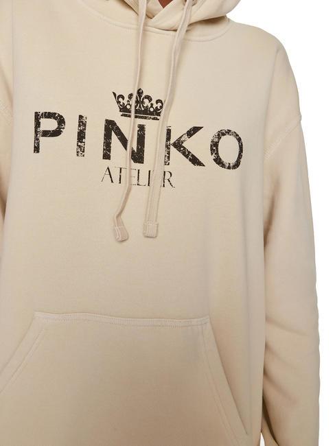 BASSANI Felpa con cappuccio beige nebbia - Felpe Donna