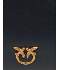 PINKO HORIZONTAL FLAT  Borsa a spalla, in pelle nero-antique gold - Borse Donna - 3