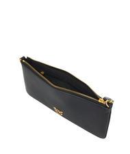 PINKO HORIZONTAL FLAT  Borsa a spalla, in pelle nero-antique gold - Borse Donna - 4