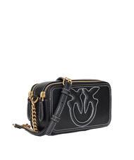 PINKO CARRIE Mini Bag a tracolla, in pelle nero-antique gold - Borse Donna - 2