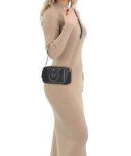 PINKO CARRIE Mini Bag a tracolla, in pelle nero-antique gold - Borse Donna - 5